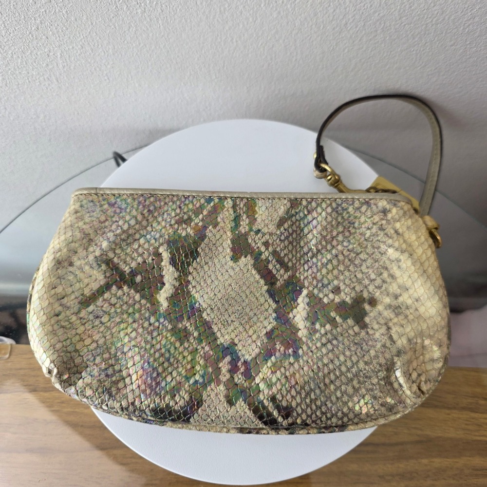 Coach Madison Shimmer Python Leather Wristlet Gol… - image 11